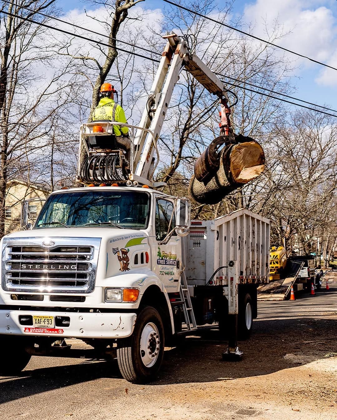 Wood truck hauling tree debris from an Evesham, NJ property